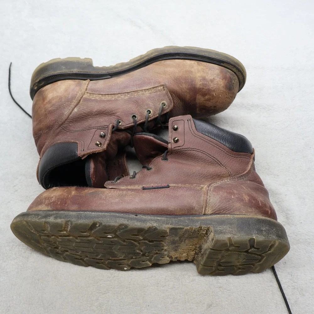 Red Wing Mens 13 Work Boots Brown Leather Steel Toe Safety Waterproof USA Made - Picture 4 of 16